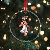 Celebrating 250 Years of American Spirit Flamingo Crystal Glass Ornament Cute Patriotic Tropical Bird Summer Landmarks Fireworks