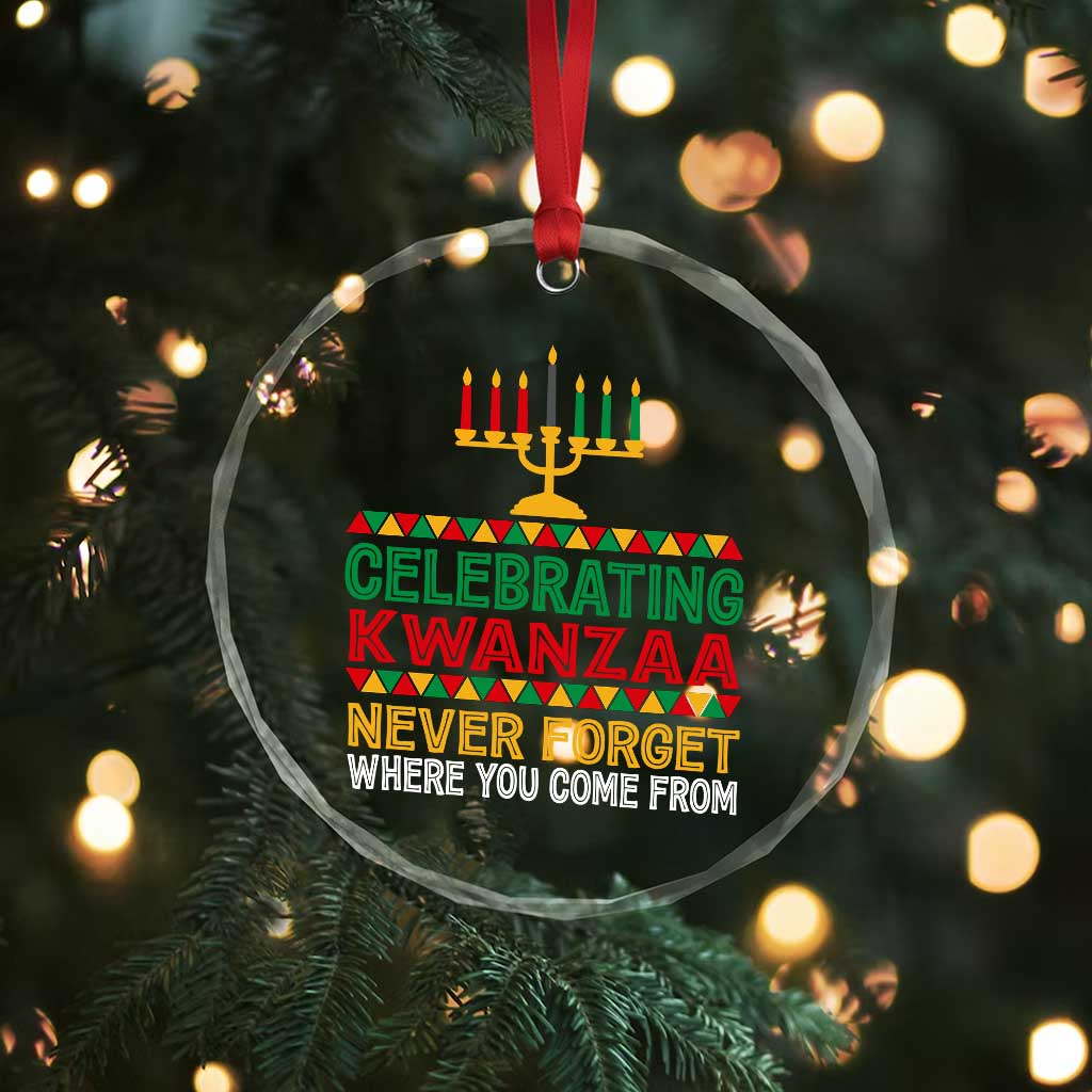 Celebrating Kwanzaa Never Forget Where You Come From Kinara Candle Crystal Glass Ornament TS11