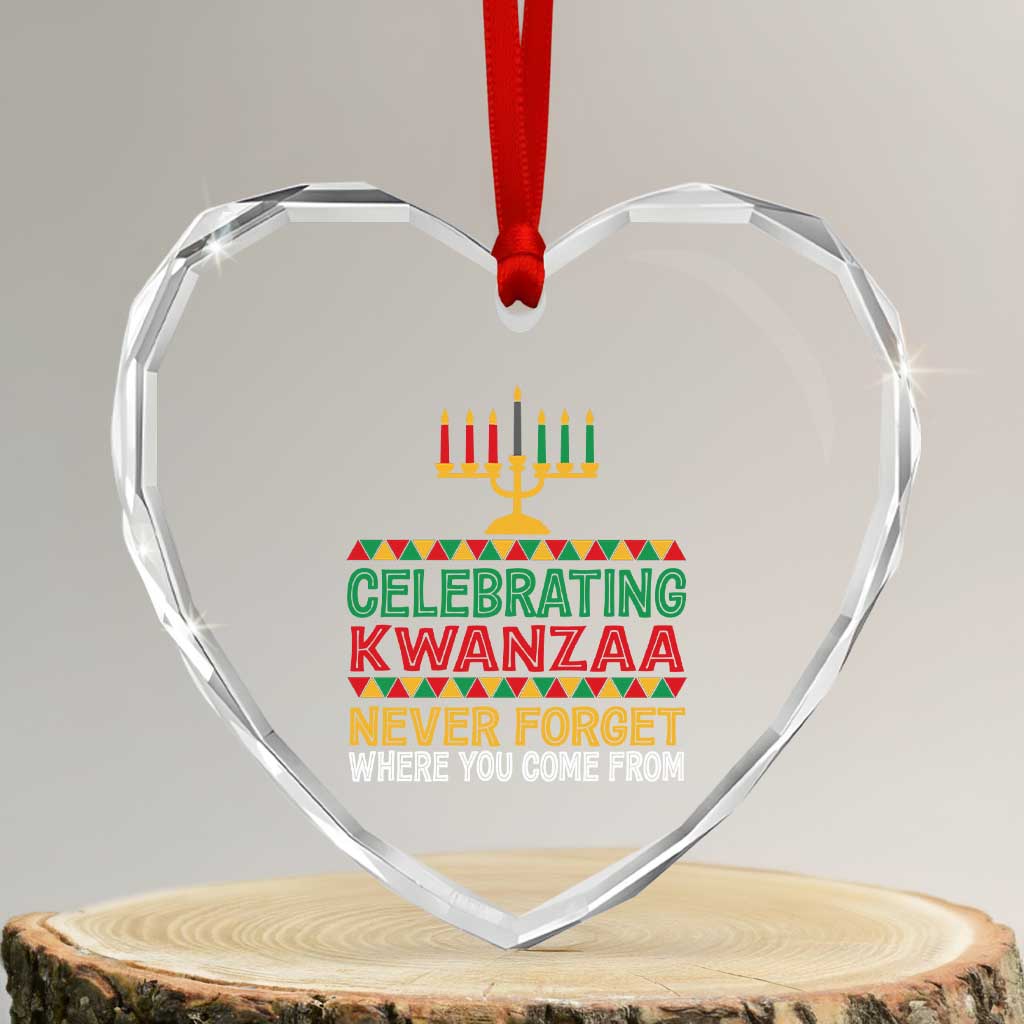 Celebrating Kwanzaa Never Forget Where You Come From Kinara Candle Heart Crystal Glass Ornament - Wonder Print Shop