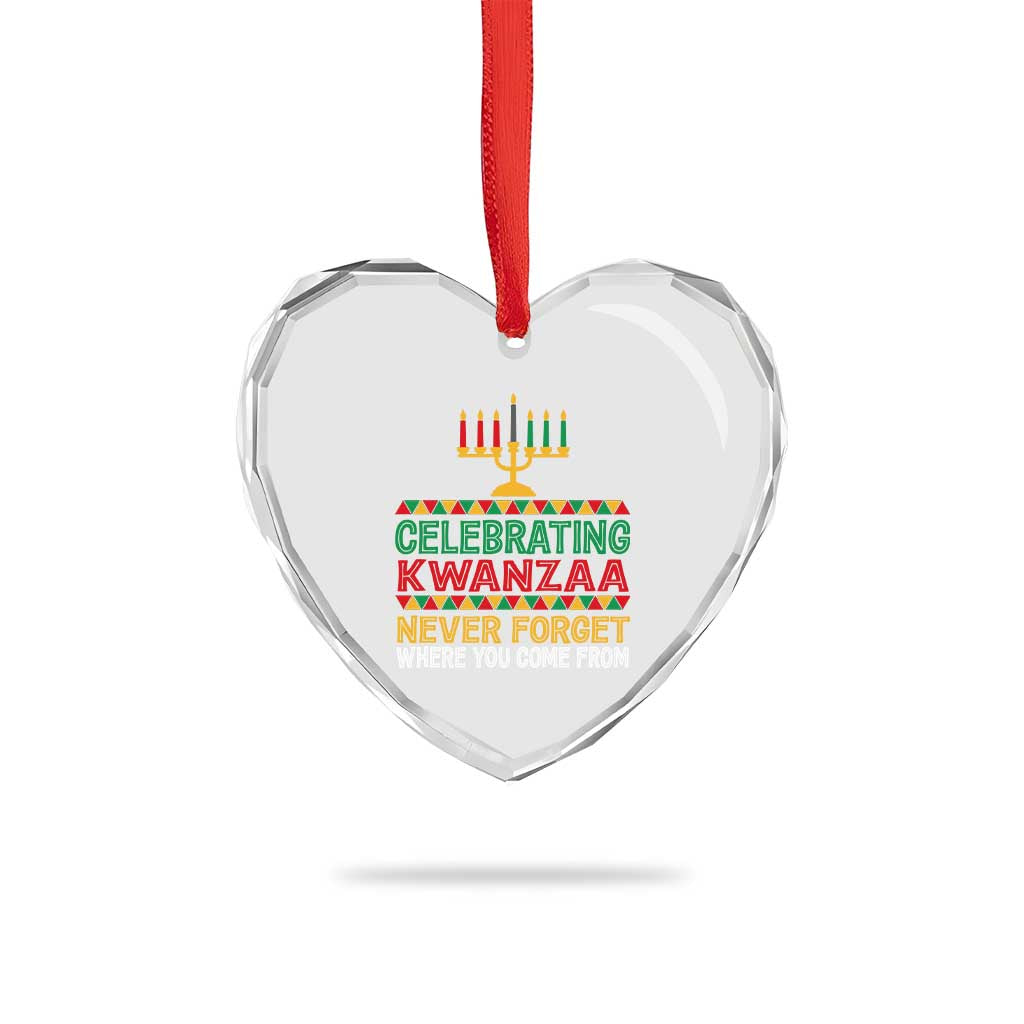 Celebrating Kwanzaa Never Forget Where You Come From Kinara Candle Heart Crystal Glass Ornament - Wonder Print Shop