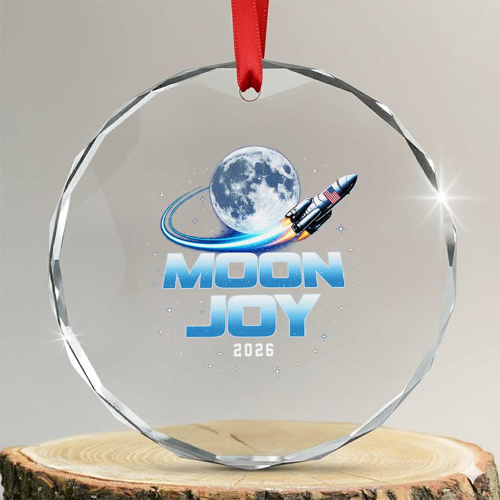 Celestial Moon Joy 2026 Crystal Glass Ornament Rocket Launch '26 Lunar Mission Celebration