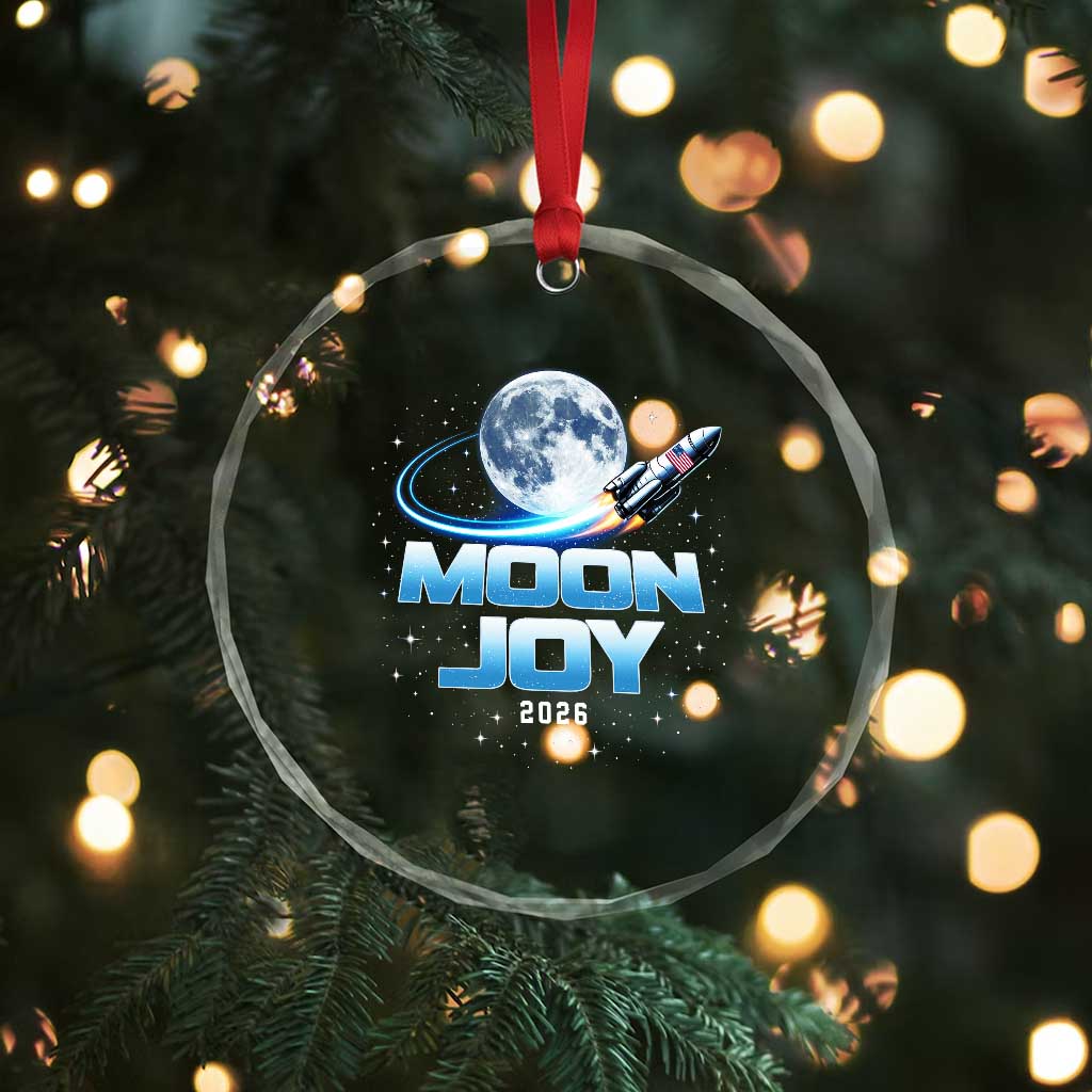 Celestial Moon Joy 2026 Crystal Glass Ornament Rocket Launch '26 Lunar Mission Celebration