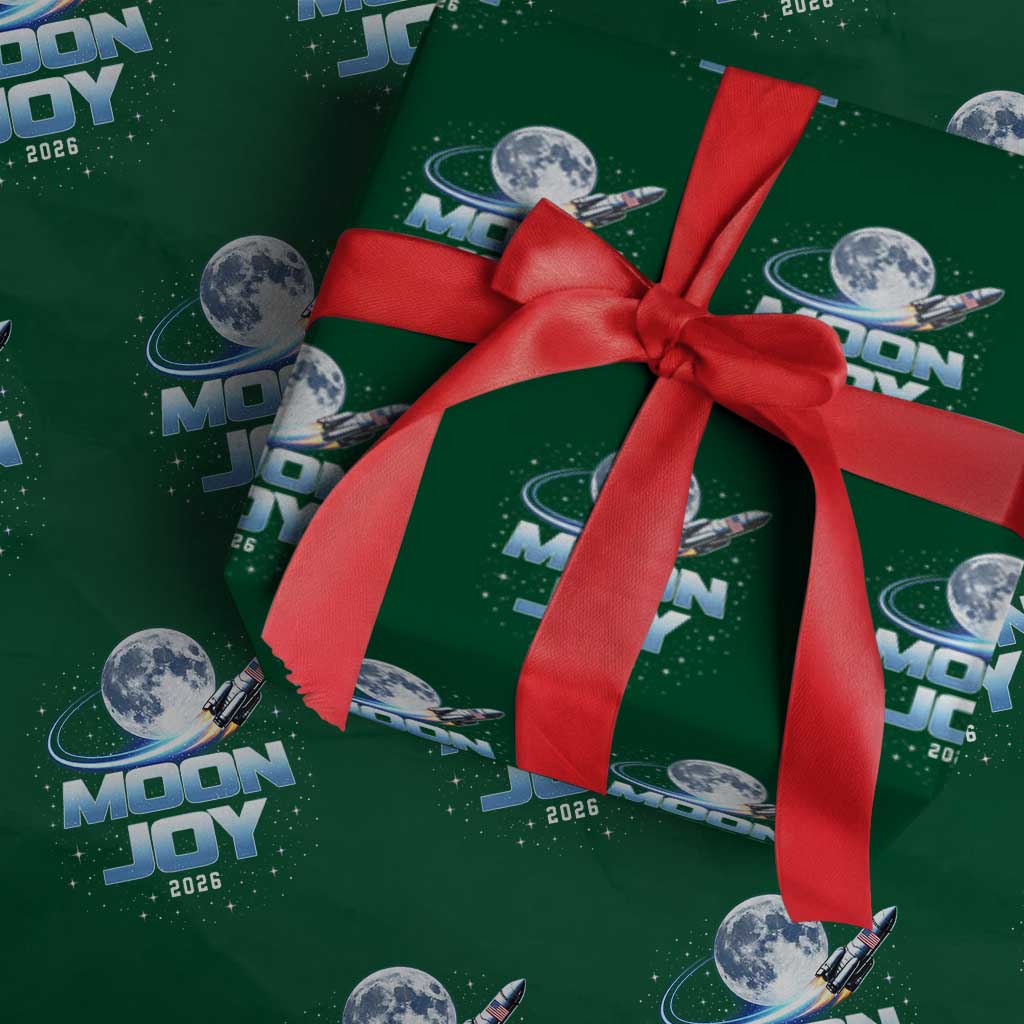 Celestial Moon Joy 2026 Wrapping Paper Roll Rocket Launch '26 Lunar Mission Celebration