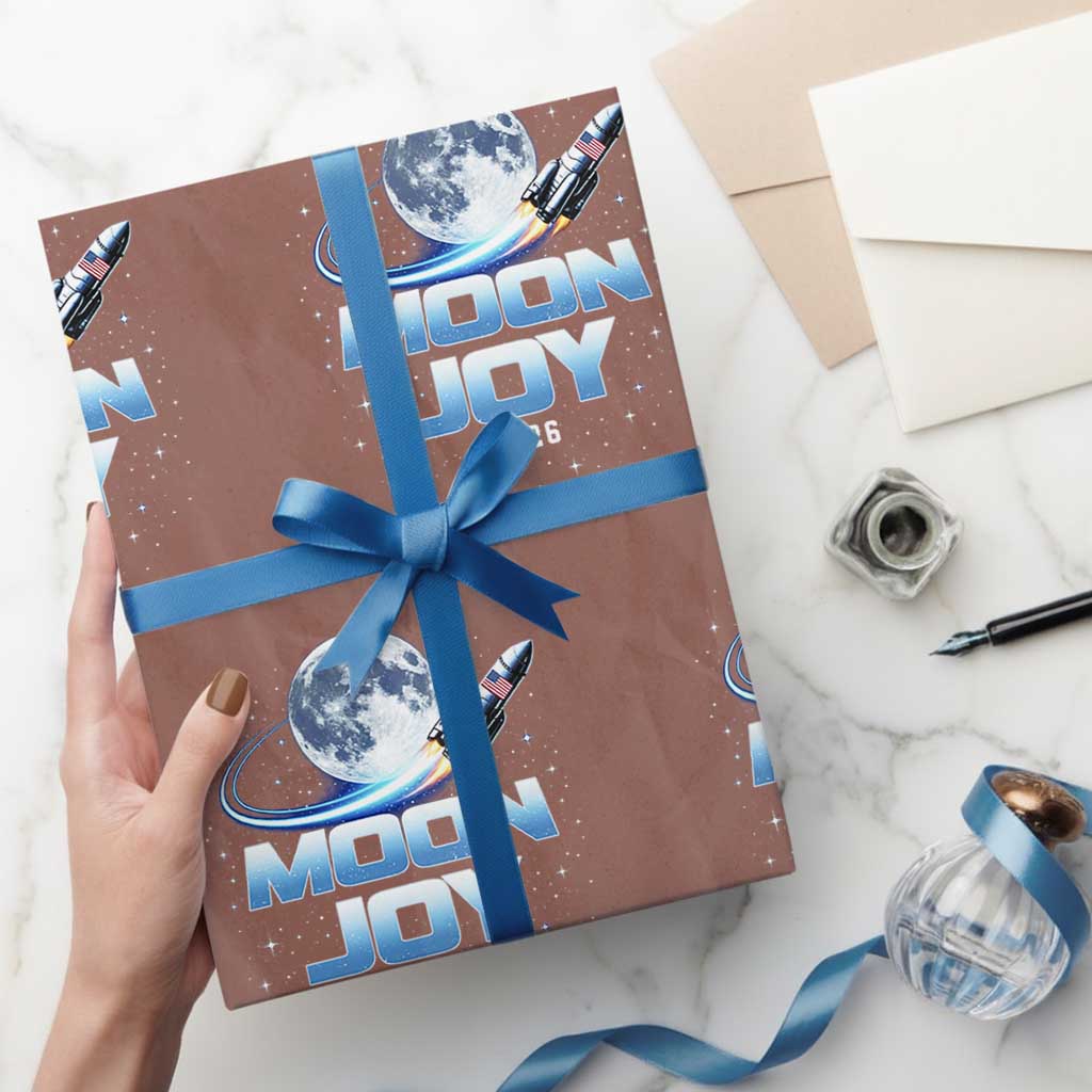 Celestial Moon Joy 2026 Wrapping Paper Roll Rocket Launch '26 Lunar Mission Celebration