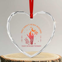 Celestial Witchy Feminist Heart Crystal Glass Ornament They Didn't Burn Witches They Burned Women - Wonder Print Shop