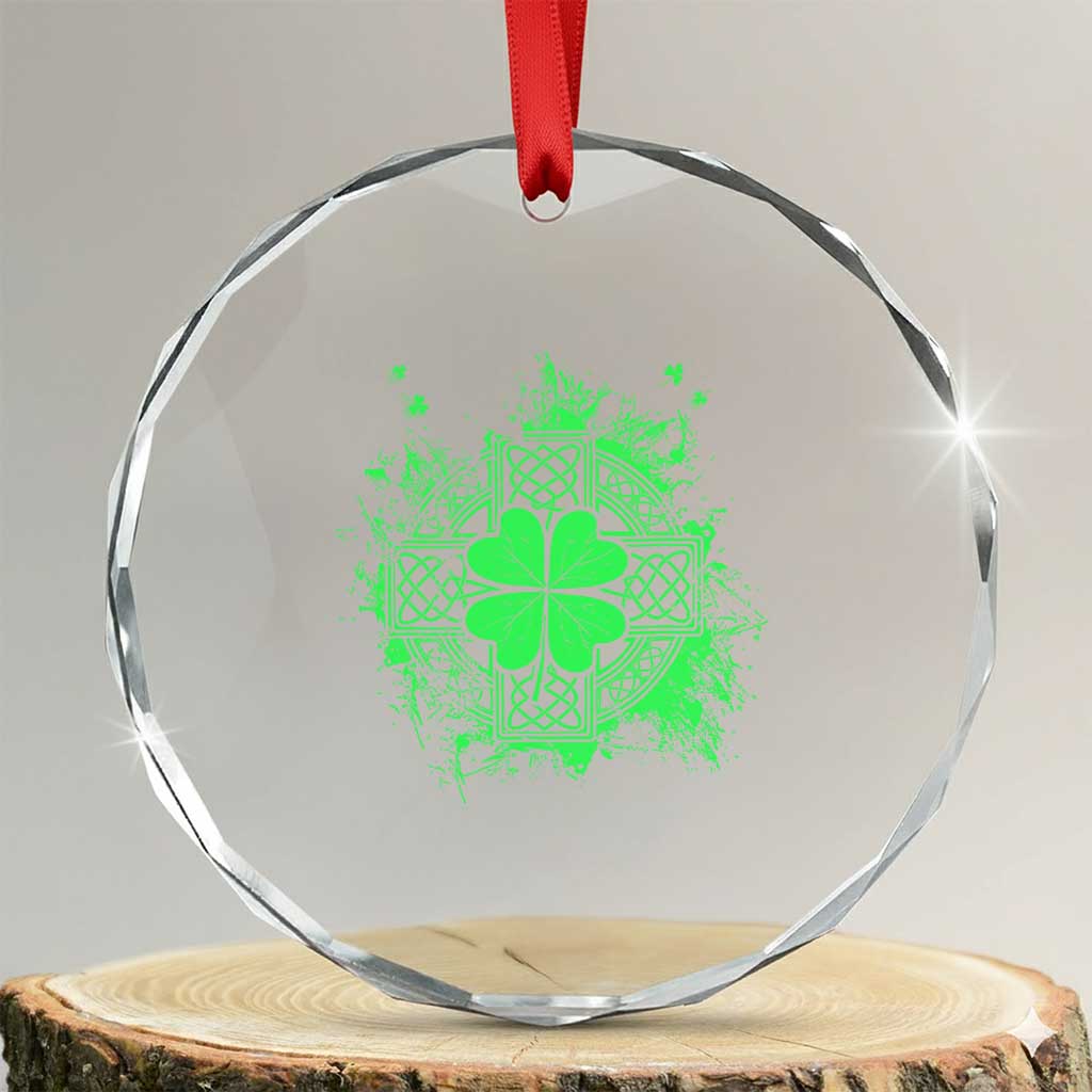 Celtic Knot Irish Shamrock Crystal Glass Ornament St Patricks Day TS02