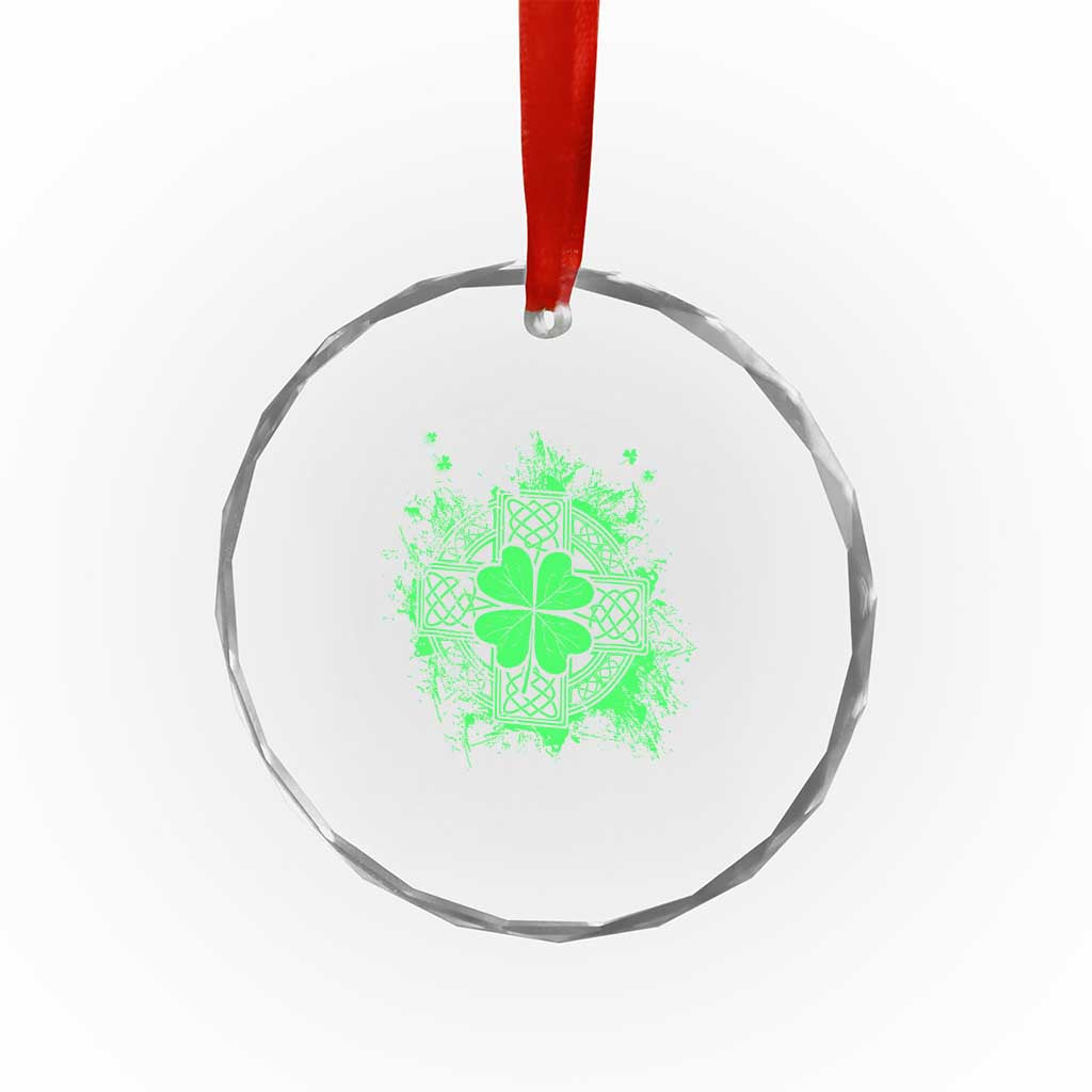 Celtic Knot Irish Shamrock Crystal Glass Ornament St Patricks Day TS02