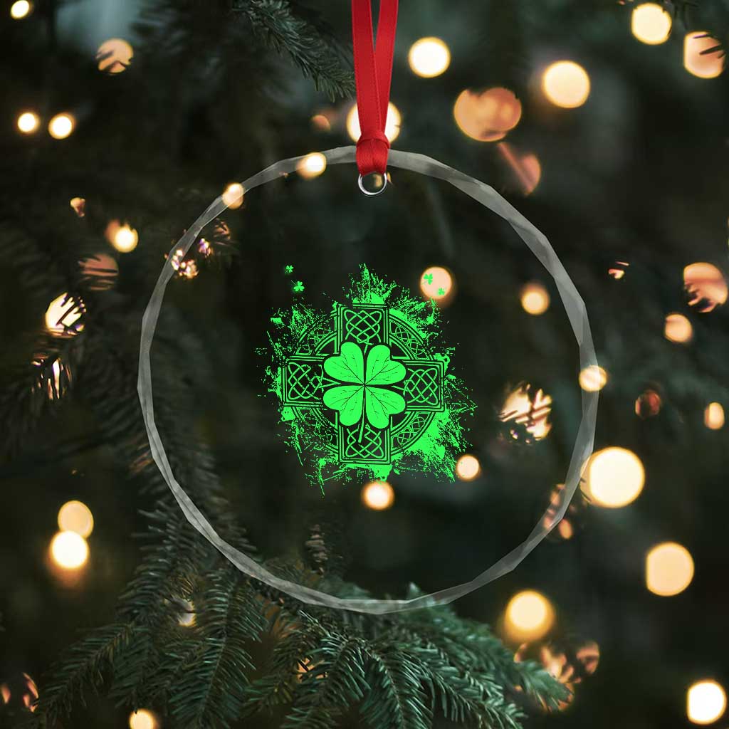 Celtic Knot Irish Shamrock Crystal Glass Ornament St Patricks Day TS02