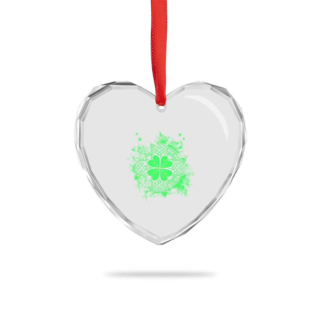 Celtic Knot Irish Shamrock Heart Crystal Glass Ornament St Patricks Day - Wonder Print Shop