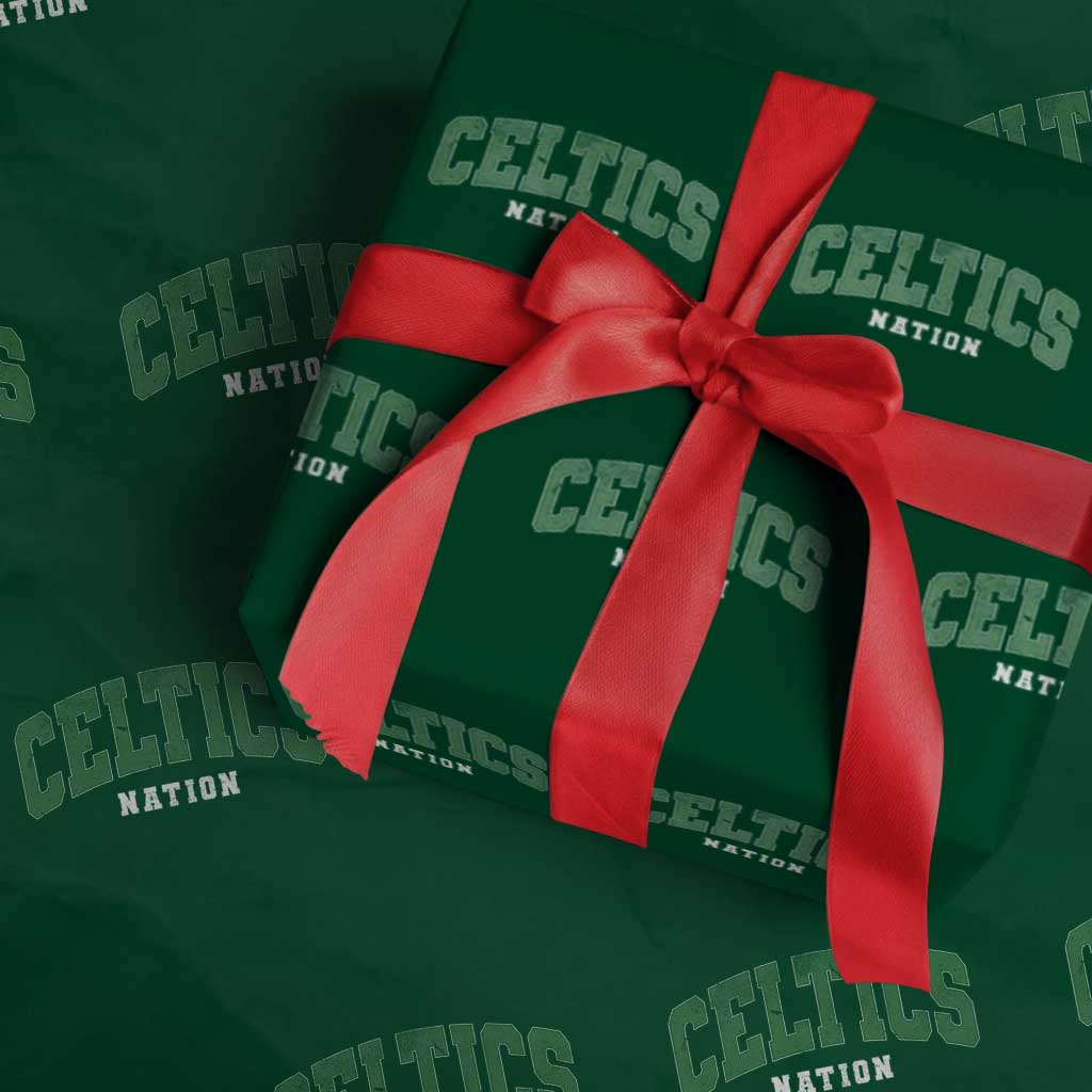 Celtic Nation Wrapping Paper Roll Sports Varsity Aesthetic Letters Cap
