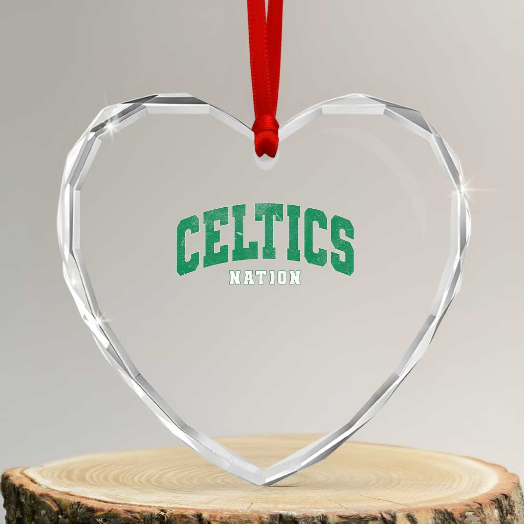 Celtic Nation Heart Crystal Glass Ornament Sports Varsity Aesthetic Letters Cap