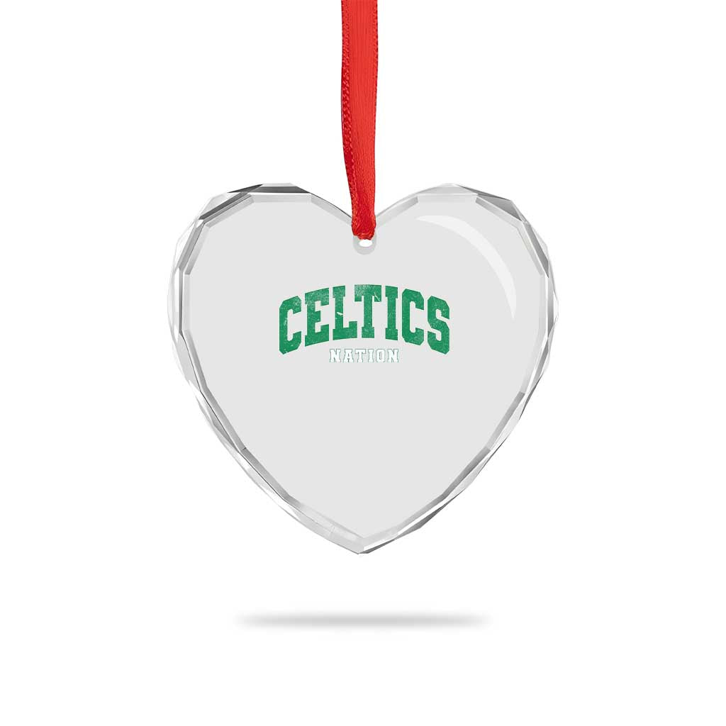 Celtic Nation Heart Crystal Glass Ornament Sports Varsity Aesthetic Letters Cap