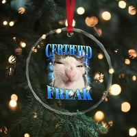 Certified Freak Funny Cat Meme Crystal Glass Ornament Internet Memes Gen Z TS10