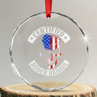 Certified Sober Badass Crystal Glass Ornament Sobriety Alcohol Fighters Vintage Skull