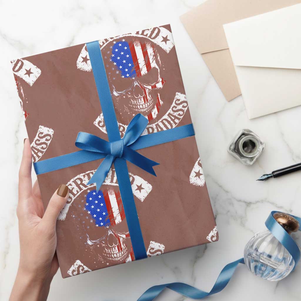 Certified Sober Badass Wrapping Paper Roll Sobriety Alcohol Fighters Vintage Skull
