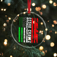 Cesar Chavez Crystal Glass Ornament American Mexican Flag Patriotic Mexico Distressed - Wonder Print Shop