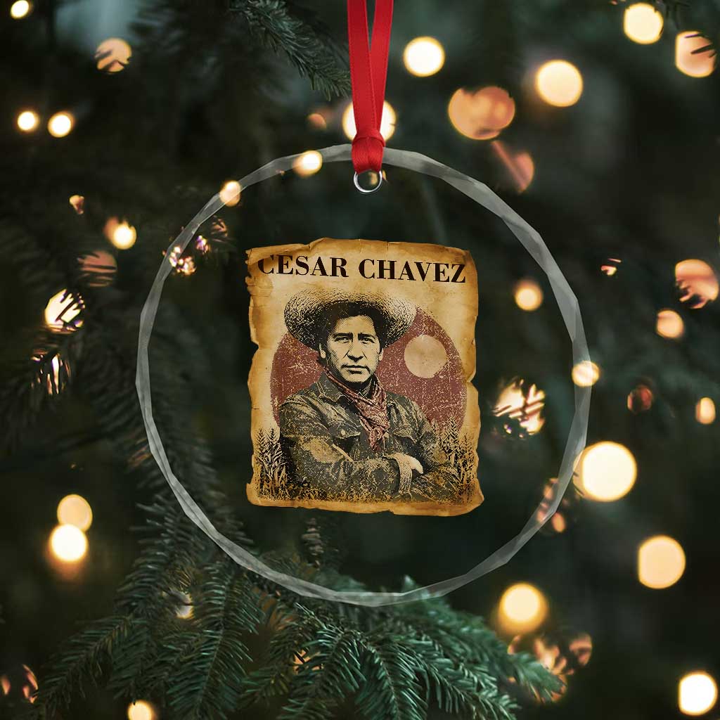 Cesar Chavez Crystal Glass Ornament Hispanic Heritage Mexican American Pride Latino