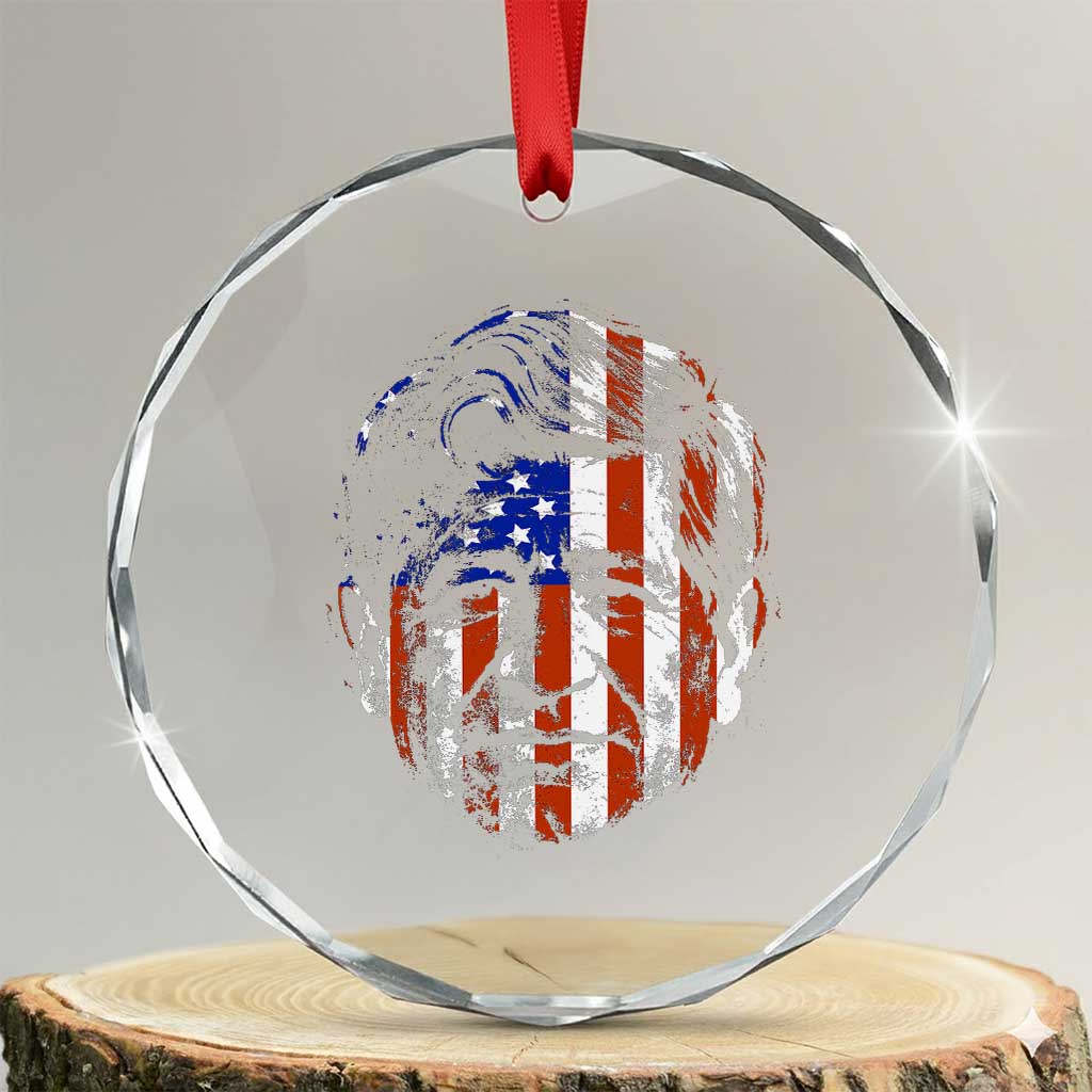 Cesar Chavez Crystal Glass Ornament Hispanic Heritage Month American Flag Portrait