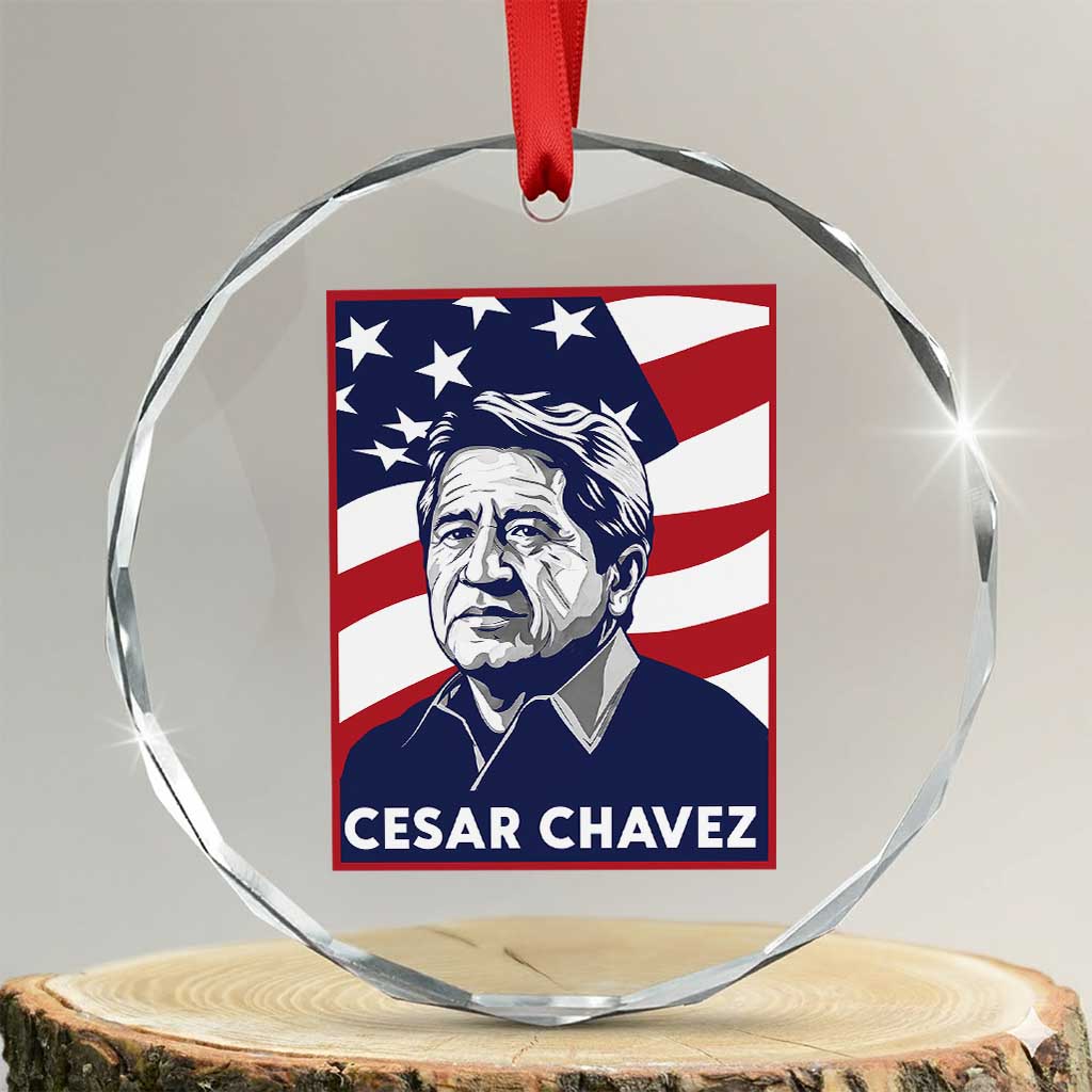 Cesar Chavez Crystal Glass Ornament Labor Leader Mexican American Pride