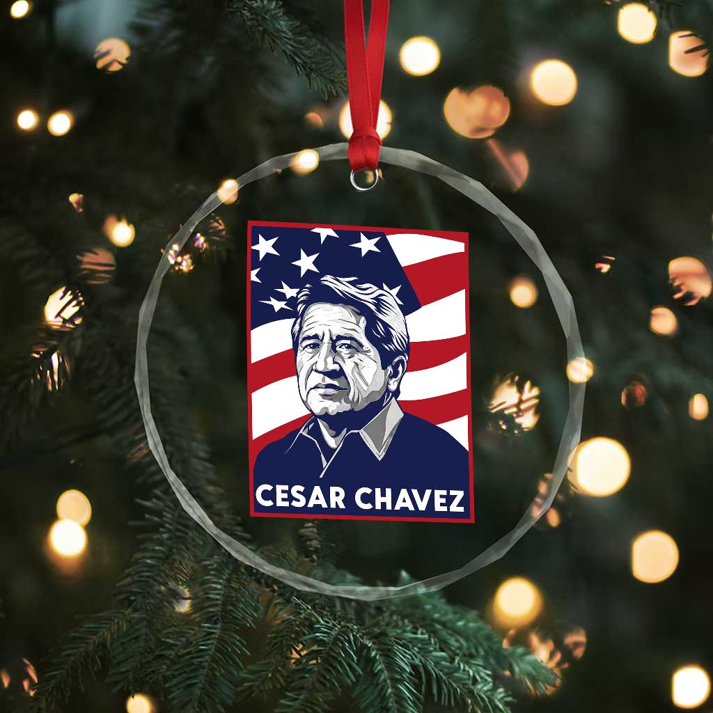 Cesar Chavez Crystal Glass Ornament Labor Leader Mexican American Pride