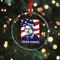 Cesar Chavez Crystal Glass Ornament Labor Leader Mexican American Pride