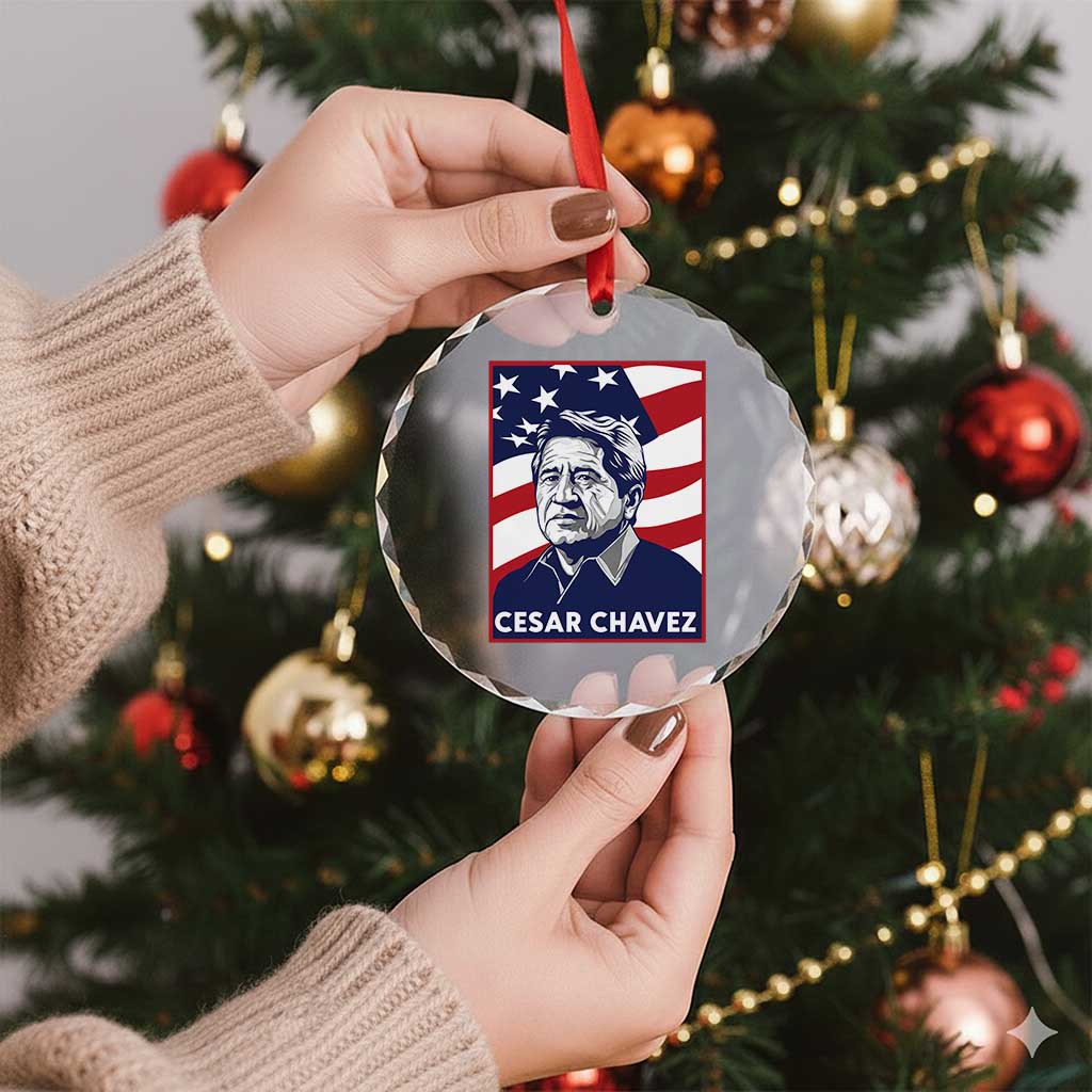 Cesar Chavez Crystal Glass Ornament Labor Leader Mexican American Pride