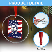 Cesar Chavez Crystal Glass Ornament Labor Leader Mexican American Pride