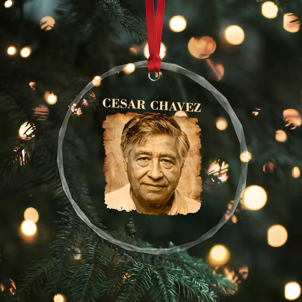 Cesar Chavez Crystal Glass Ornament Mexican American Pride Latino Heritage