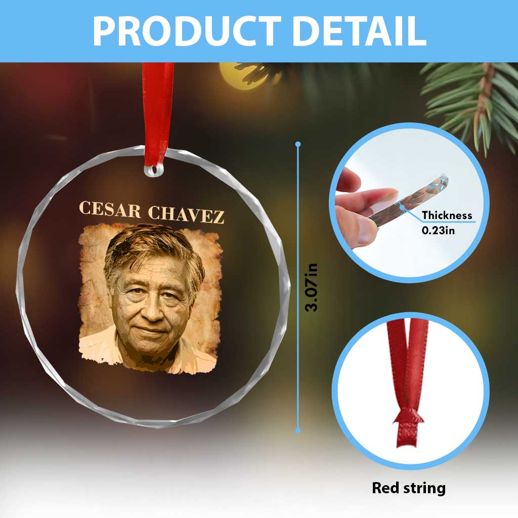 Cesar Chavez Crystal Glass Ornament Mexican American Pride Latino Heritage