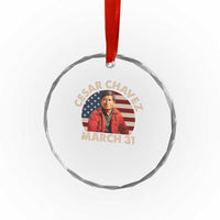 Cesar Chavez Day Crystal Glass Ornament March Holiday Hispanic Heritage American Flag