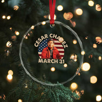 Cesar Chavez Day Crystal Glass Ornament March Holiday Hispanic Heritage American Flag