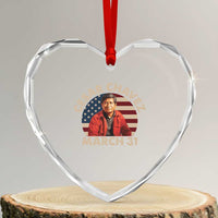 Cesar Chavez Day Heart Crystal Glass Ornament March Holiday Hispanic Heritage American Flag