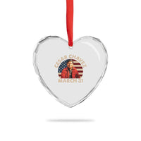 Cesar Chavez Day Heart Crystal Glass Ornament March Holiday Hispanic Heritage American Flag