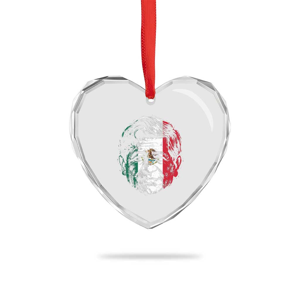 Cesar Chavez Day Mexican American Pride Heart Crystal Glass Ornament
