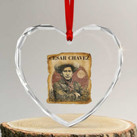 Cesar Chavez Heart Crystal Glass Ornament Hispanic Heritage Mexican American Pride Latino