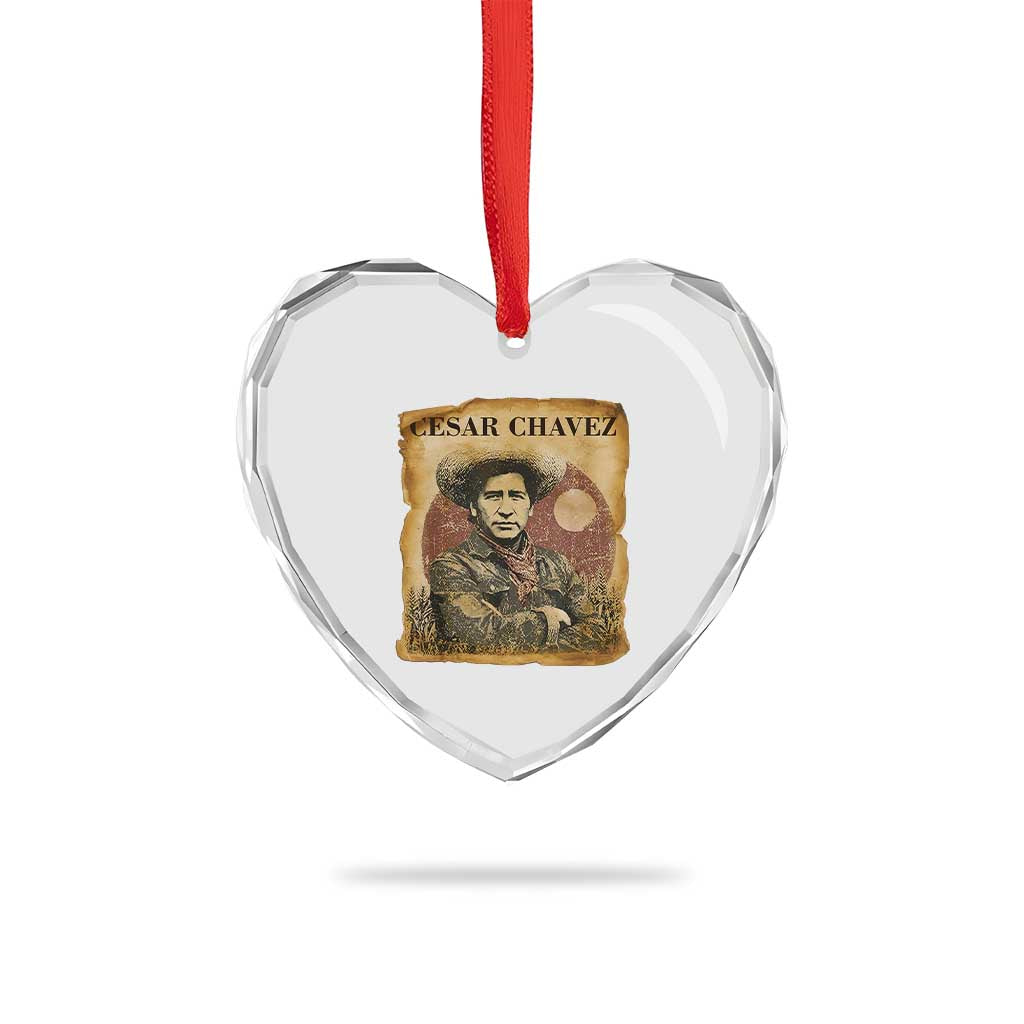 Cesar Chavez Heart Crystal Glass Ornament Hispanic Heritage Mexican American Pride Latino