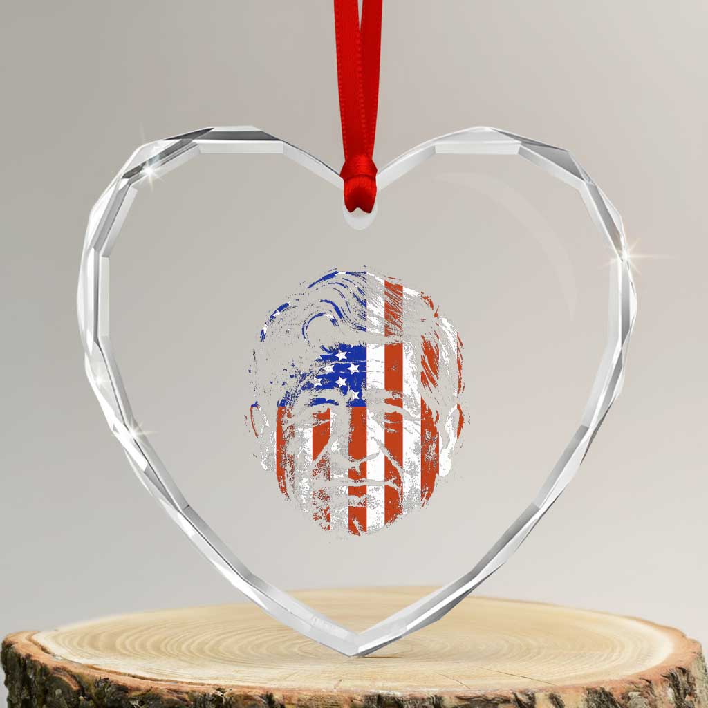 Cesar Chavez Heart Crystal Glass Ornament Hispanic Heritage Month American Flag Portrait