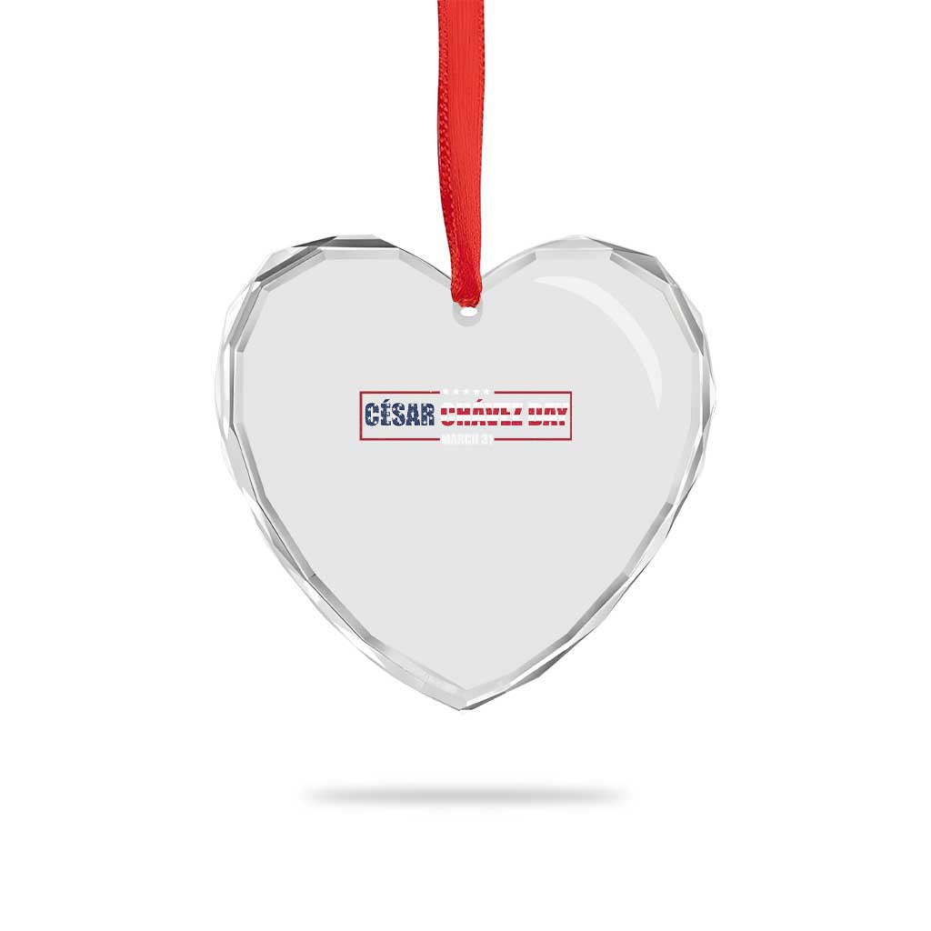 Cesar Chavez Heart Crystal Glass Ornament Hispanic Heritage Month Mexican Immigrant