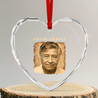 Cesar Chavez Heart Crystal Glass Ornament Mexican American Pride Latino Heritage