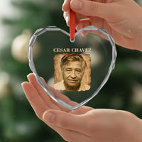 Cesar Chavez Heart Crystal Glass Ornament Mexican American Pride Latino Heritage