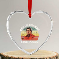 Cesar Chavez Heart Crystal Glass Ornament Si Se Puede Mexican Hispanic Heritage Month Vintage - Wonder Print Shop