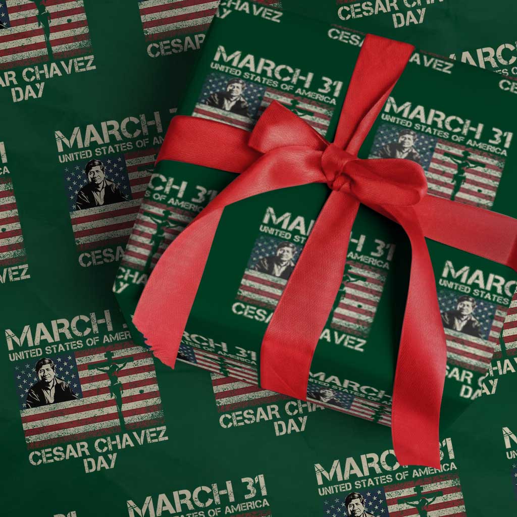 Cesar Chavez March 31 Celebration Wrapping Paper Roll Christian American Flag Religious