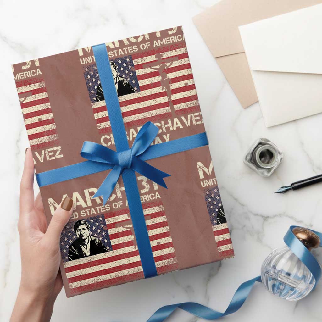 Cesar Chavez March 31 Celebration Wrapping Paper Roll Christian American Flag Religious