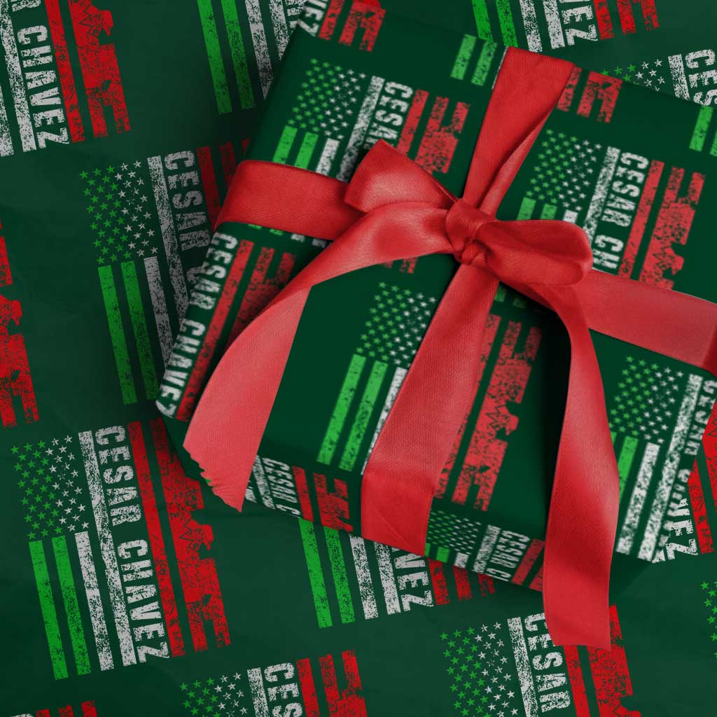 Cesar Chavez Wrapping Paper Roll American Mexican Flag Patriotic Mexico Distressed - Wonder Print Shop