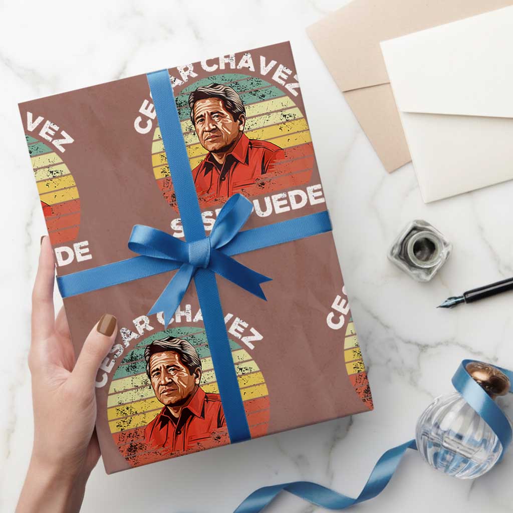 Cesar Chavez Wrapping Paper Roll Si Se Puede Mexican Hispanic Heritage Month Vintage - Wonder Print Shop