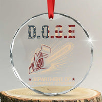 Chainsaw For Bureaucracy Crystal Glass Ornament Funny DOGE USA Flag - Wonder Print Shop