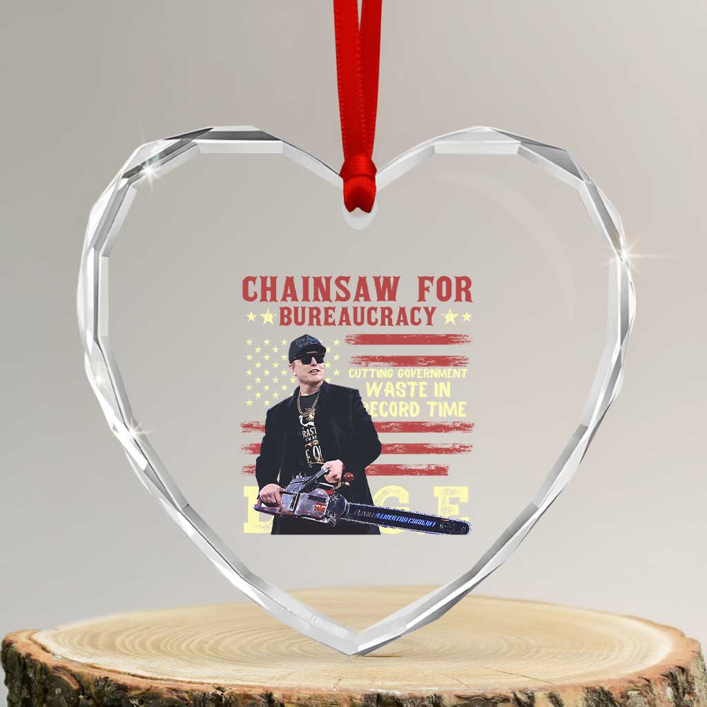 Chainsaw For Bureaucracy Heart Crystal Glass Ornament Cutting Government Waste In Record Time DOGE - Wonder Print Shop