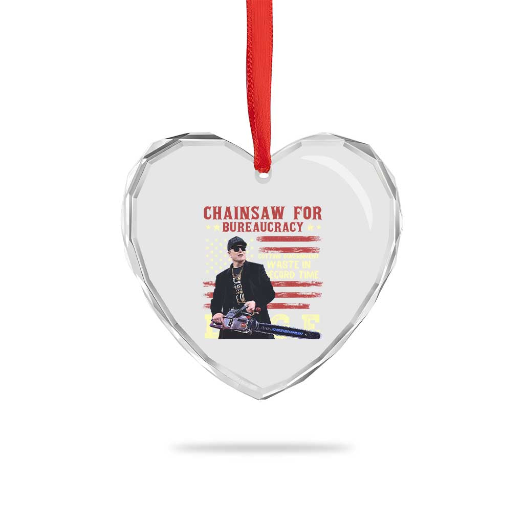 Chainsaw For Bureaucracy Heart Crystal Glass Ornament Cutting Government Waste In Record Time DOGE - Wonder Print Shop