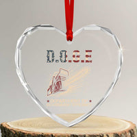 Chainsaw For Bureaucracy Heart Crystal Glass Ornament Funny DOGE USA Flag - Wonder Print Shop