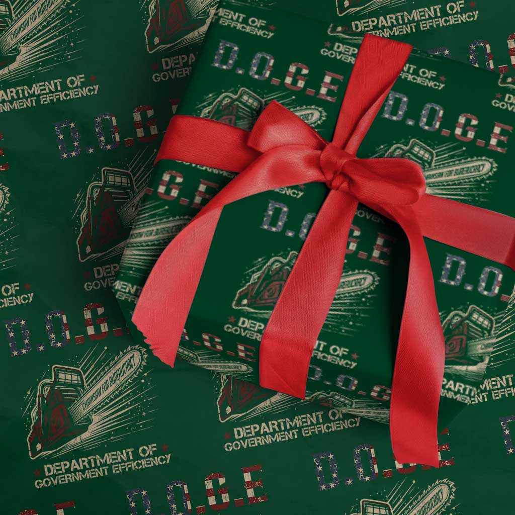 Chainsaw For Bureaucracy Wrapping Paper Roll Funny DOGE USA Flag - Wonder Print Shop